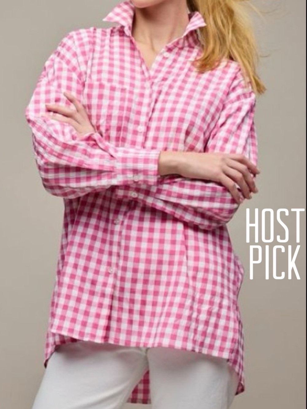 Studio 1886 Gingham Button Down Top